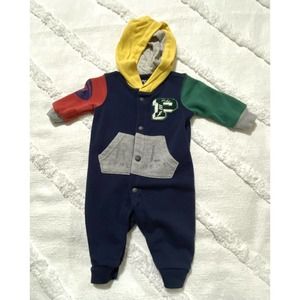 RALPH LAUREN MULTI COLOR JERSEY HOODED 1 PC INFANT LARGE "P" SZ 3 MONTHS